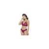 Soutien-gorge, bonnets ouverts, en dentelle rouge et string assorti 